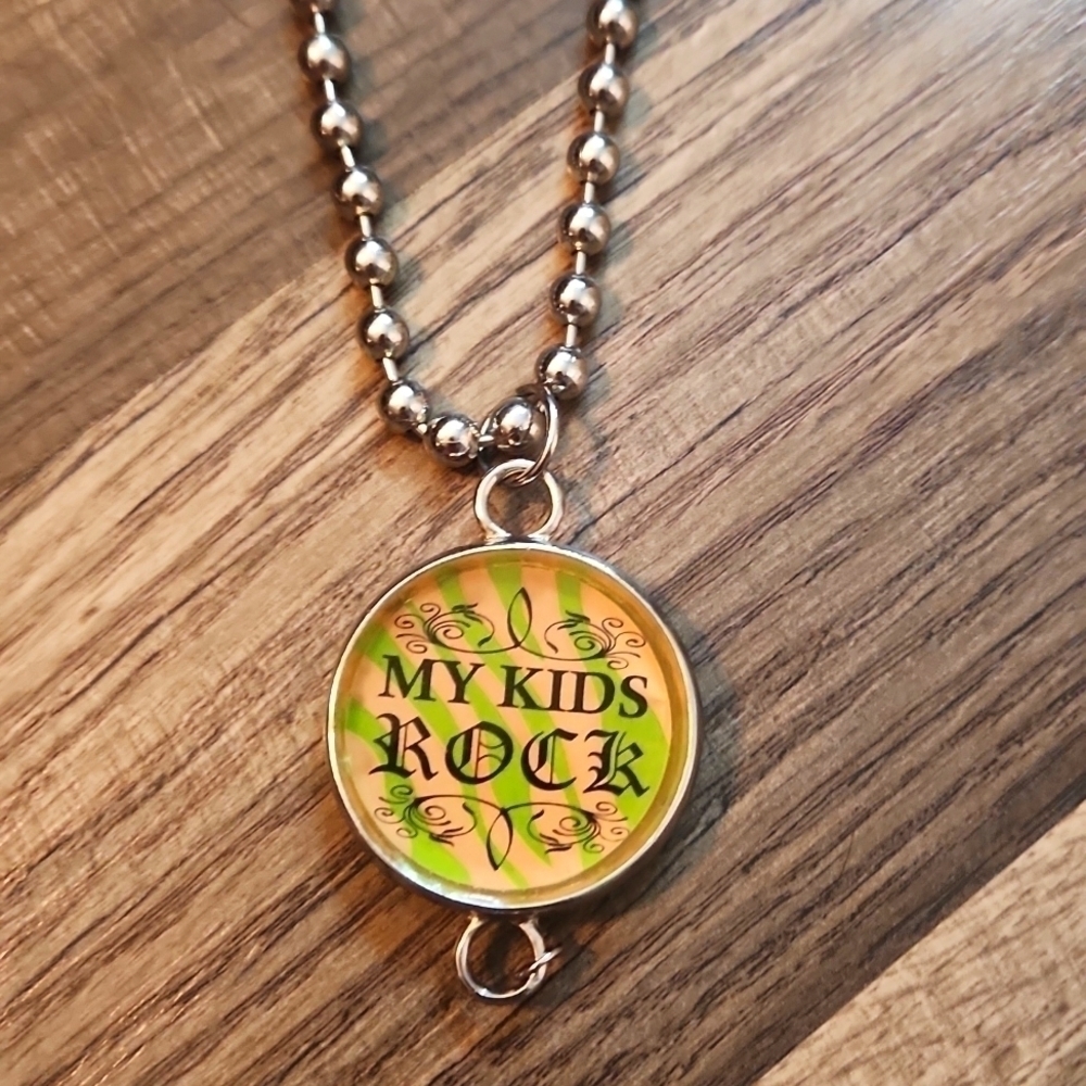 MY Kids Rock Large Pendant Necklace with Chain.